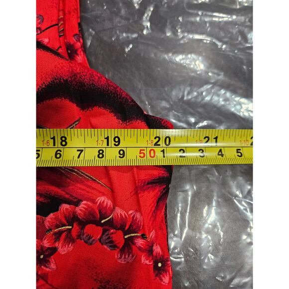 Vintage Hawaiiana Red Floral Muumuu Sleeveless Dress Made in Hawaii L Cotton - Picture 4 of 5